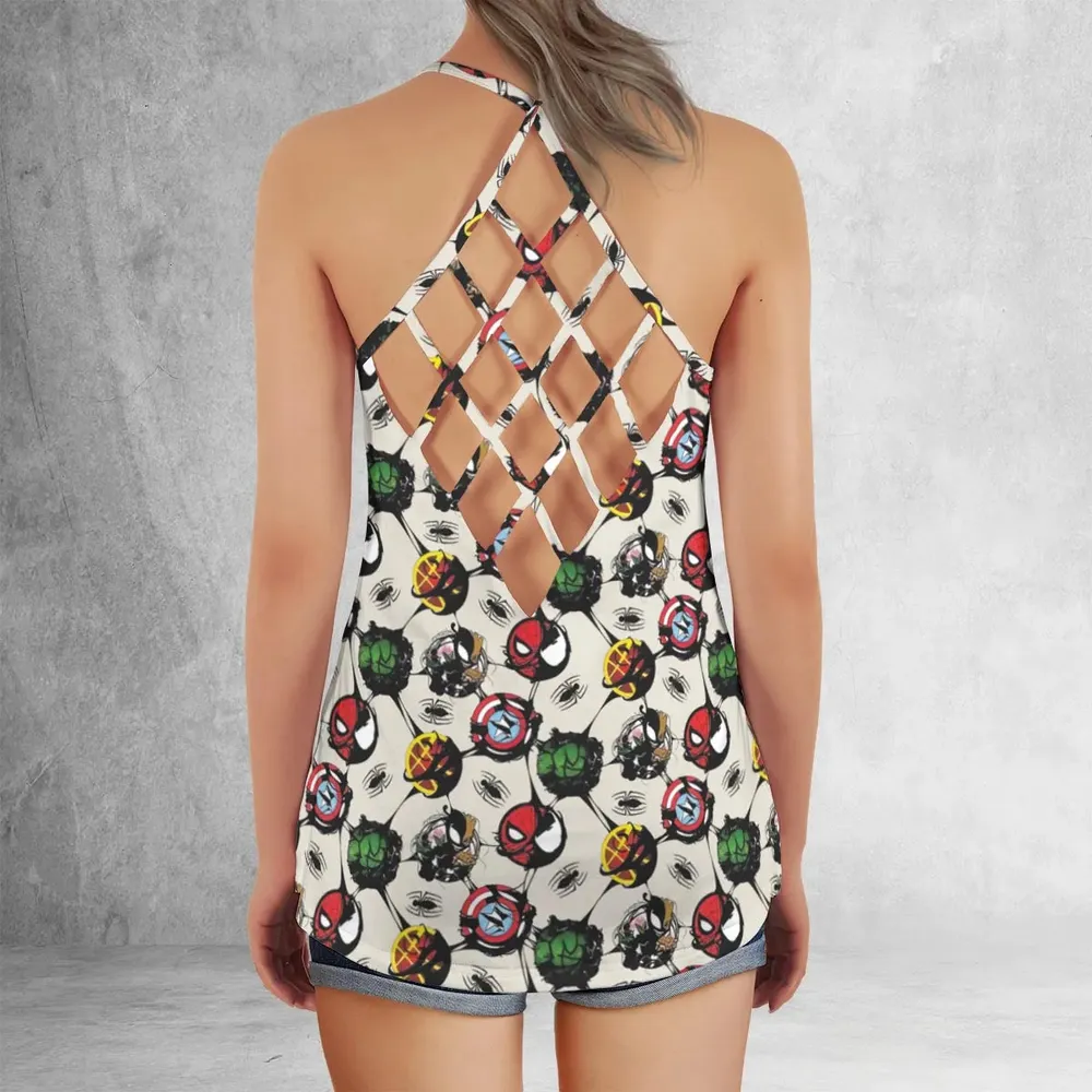 Spider Venom Pattern Criss Cross Tank Top - 3