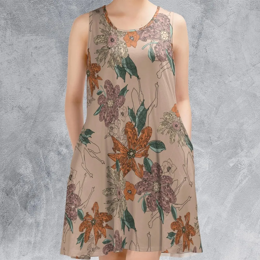 Star Wars Ships Floral Pattern Sleeveless Dress - 2