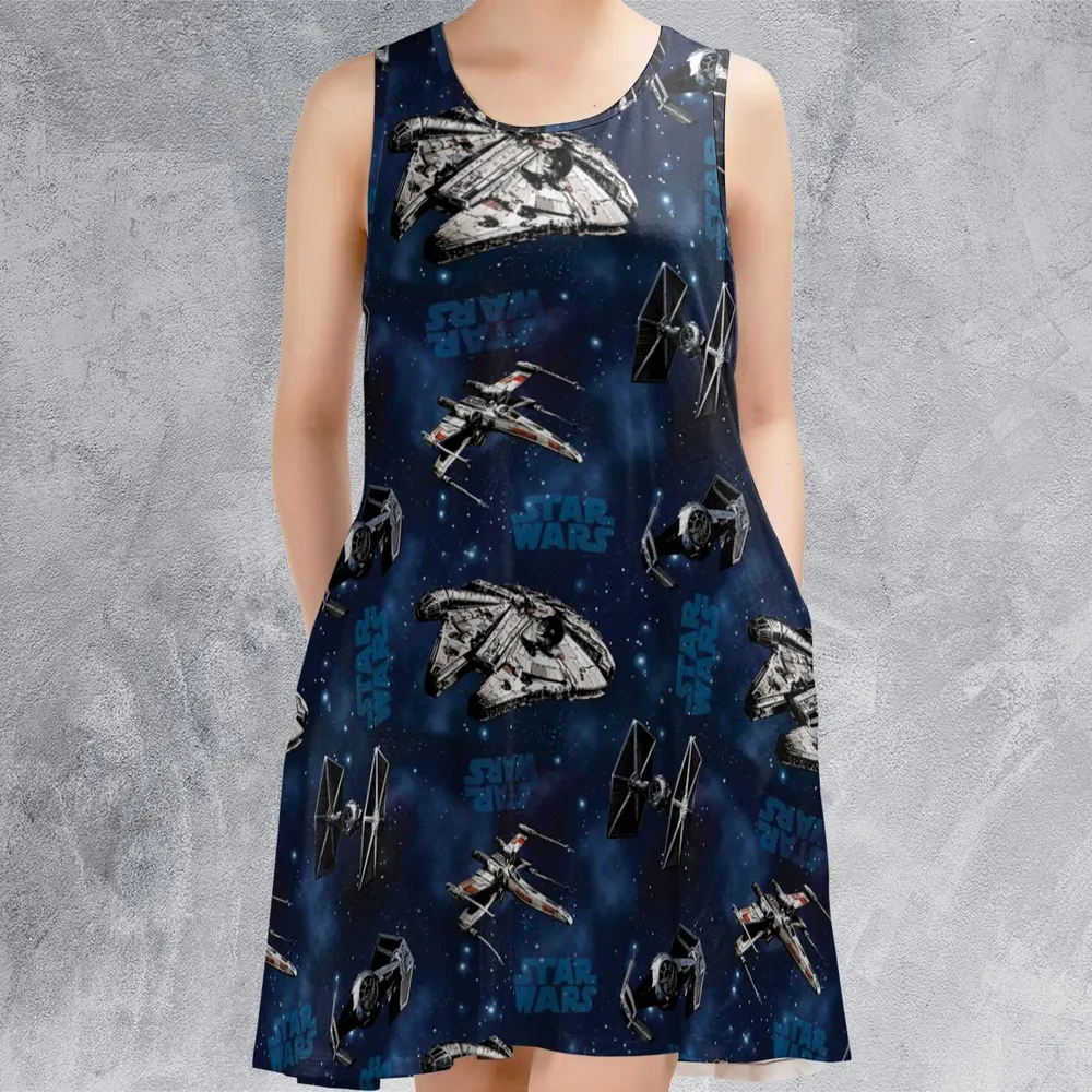 Star Wars Ships Pattern Sleeveless Dress - 2