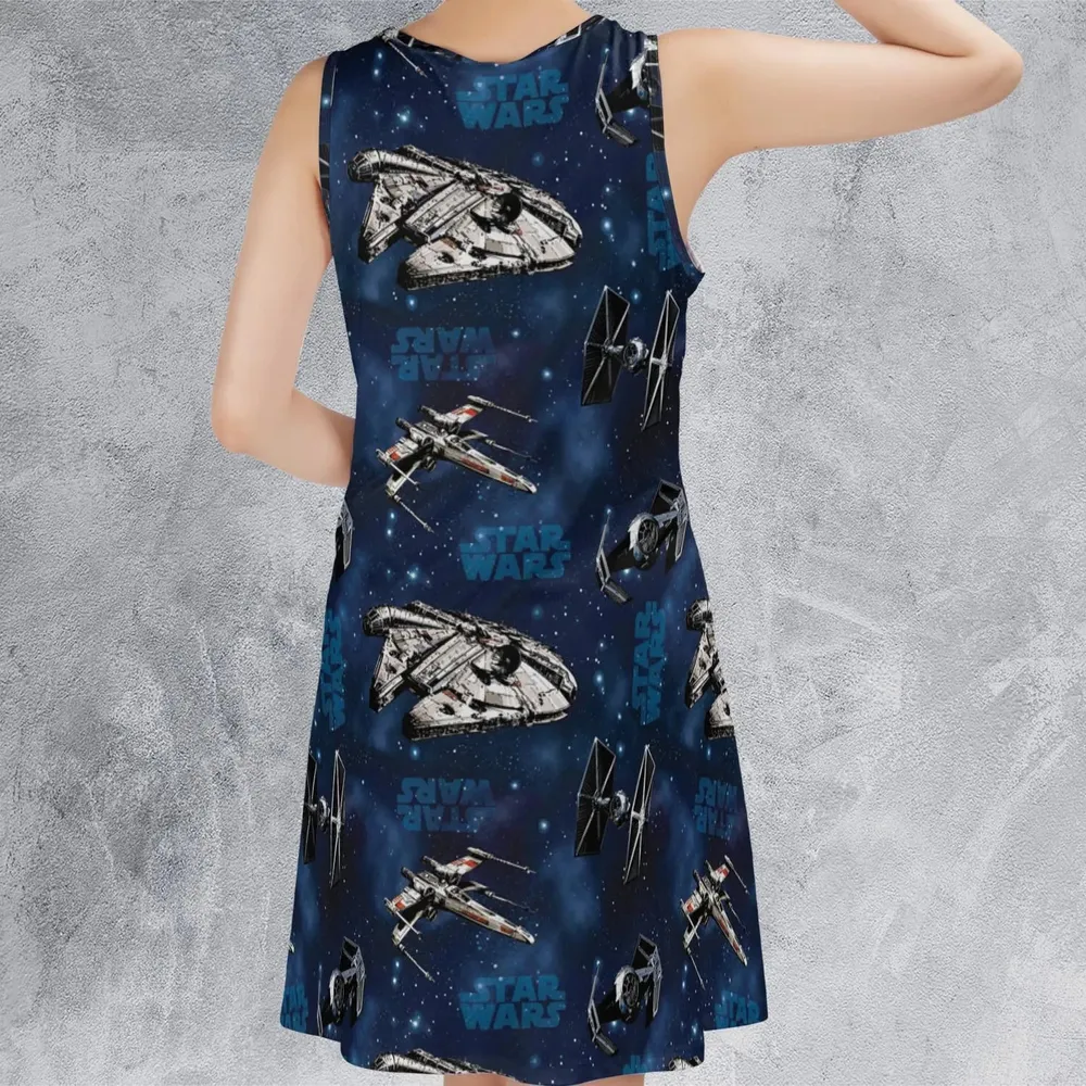 Star Wars Ships Pattern Sleeveless Dress - 3
