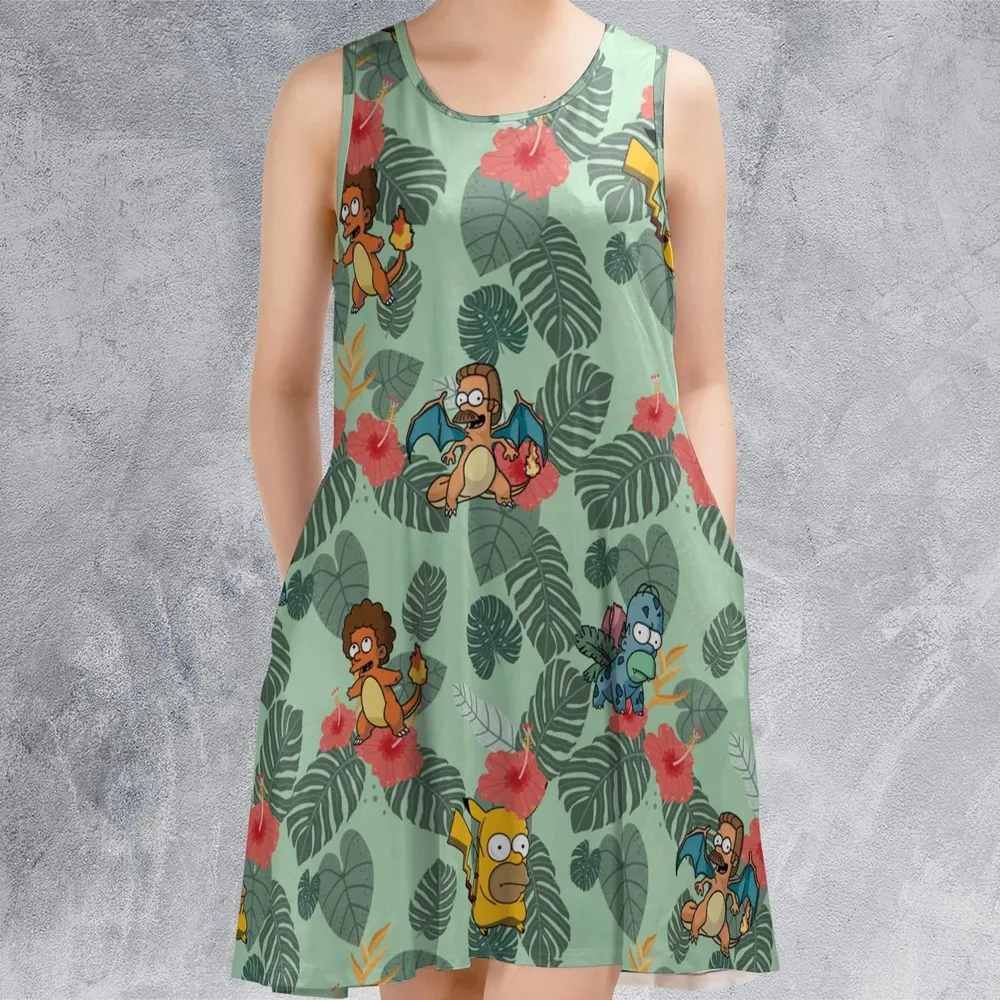 Simpsonmon The Simpsons Pokemon Mashup Sleeveless Dress - 2