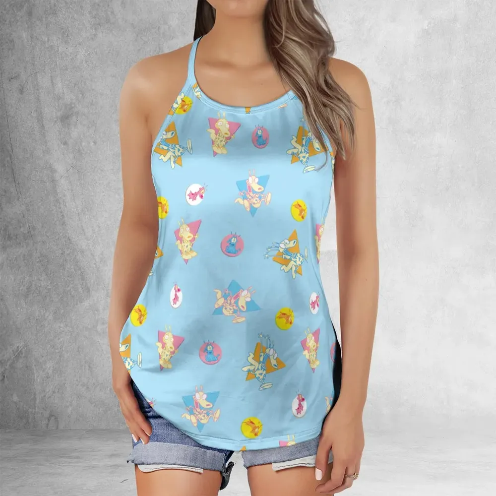 Rocko and Spunky Pattern Rocko's Modern Life Criss Cross Tank Top - 2