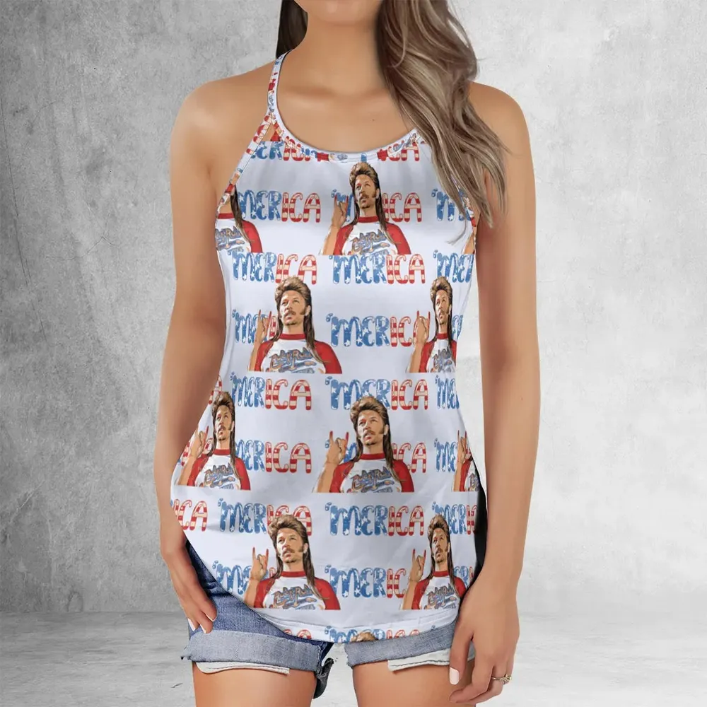 Joe Dirt 'Merica 4th Of July Pattern Criss Cross Tank Top - 2