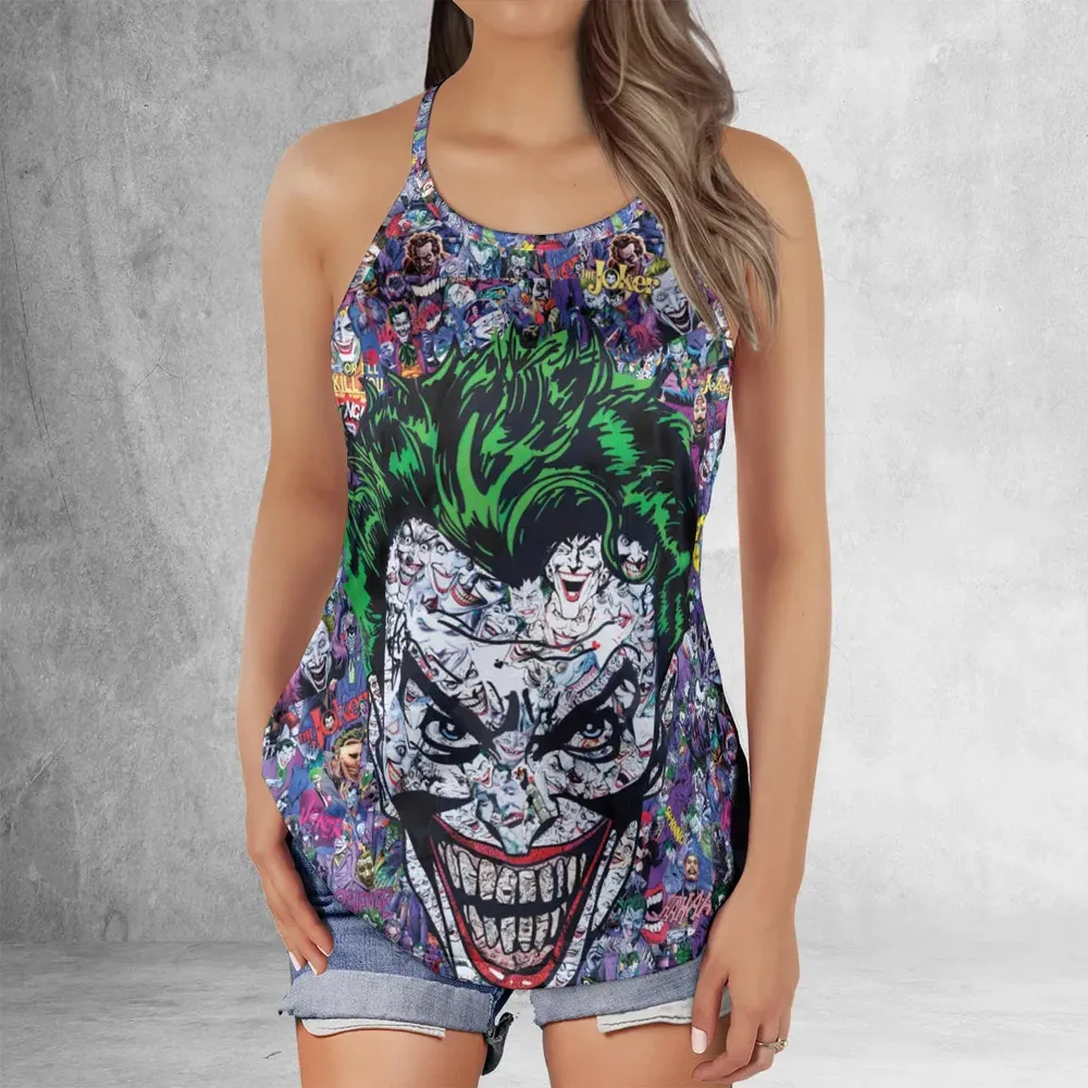 Joker The Most Favourite Characters Pattern Criss Cross Tank Top - 2