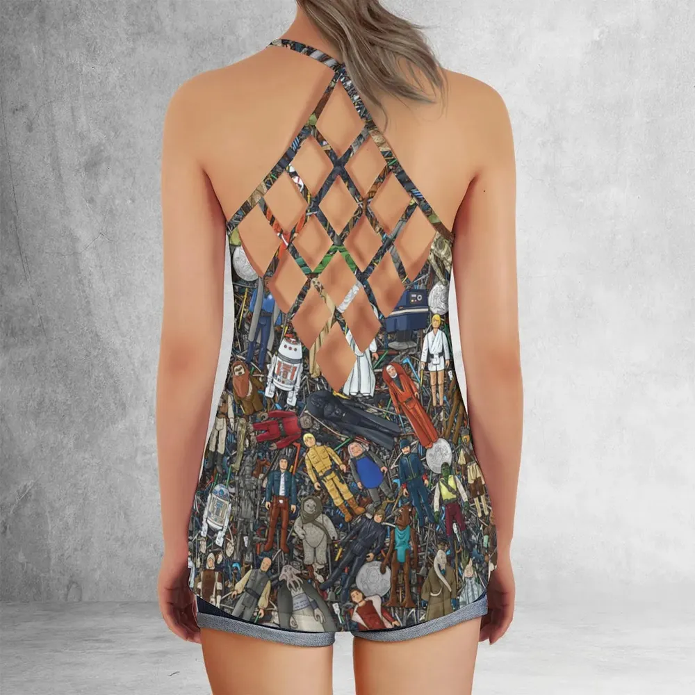 Star Wars Characters Figures Criss Cross Tank Top - 3