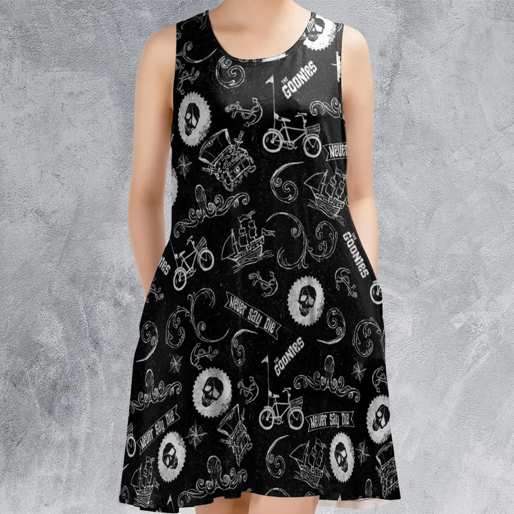 Never Say Die The Goonies Pattern Sleeveless Dress - 2