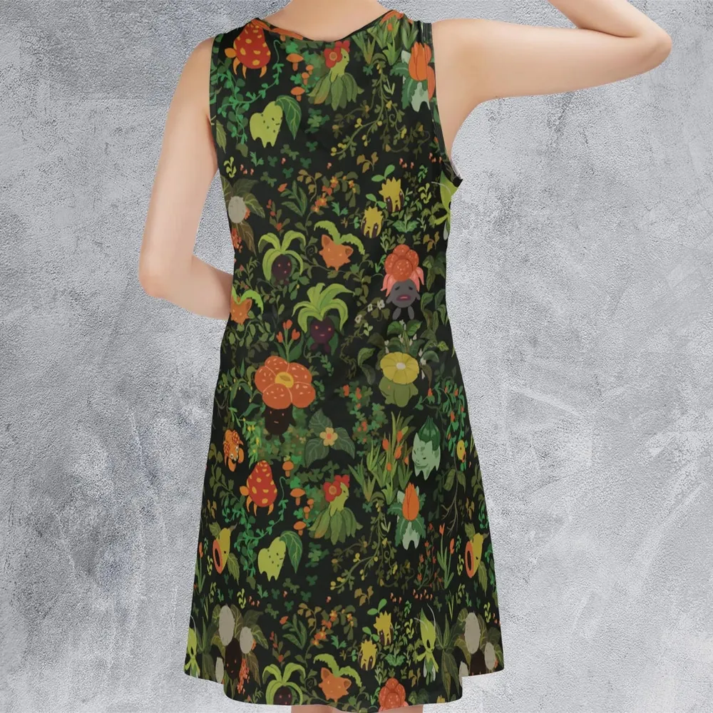 Grass Pokemon Patterns Sleeveless Dress - 3