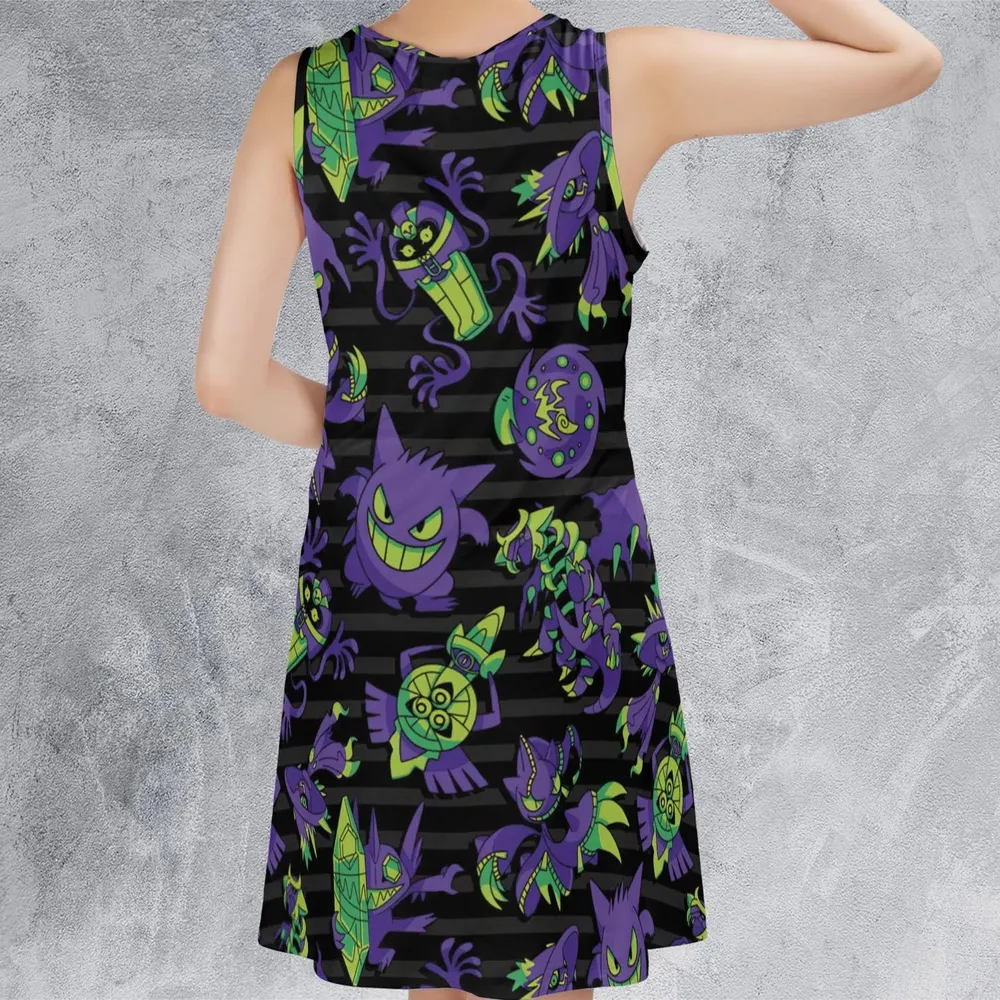 Ghost Type Pokemon Pattern Sleeveless Dress - 3