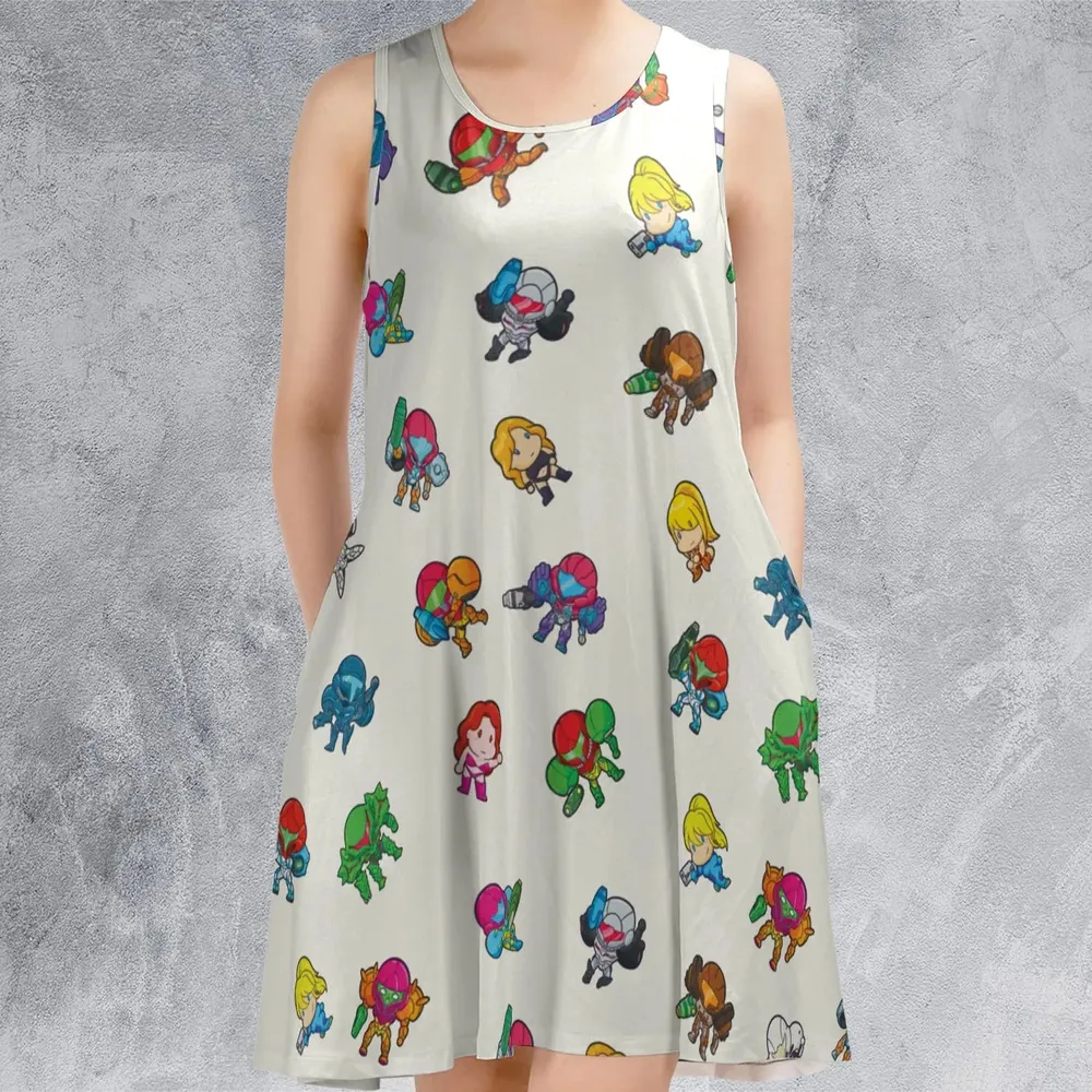 The Many Suits Of Samus Metroid Pattern Sleeveless Dress - 2
