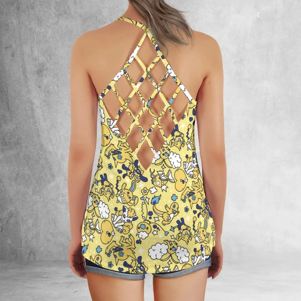 Shiny Magikarp Pokemon Pattern Criss Cross Tank Top - 3