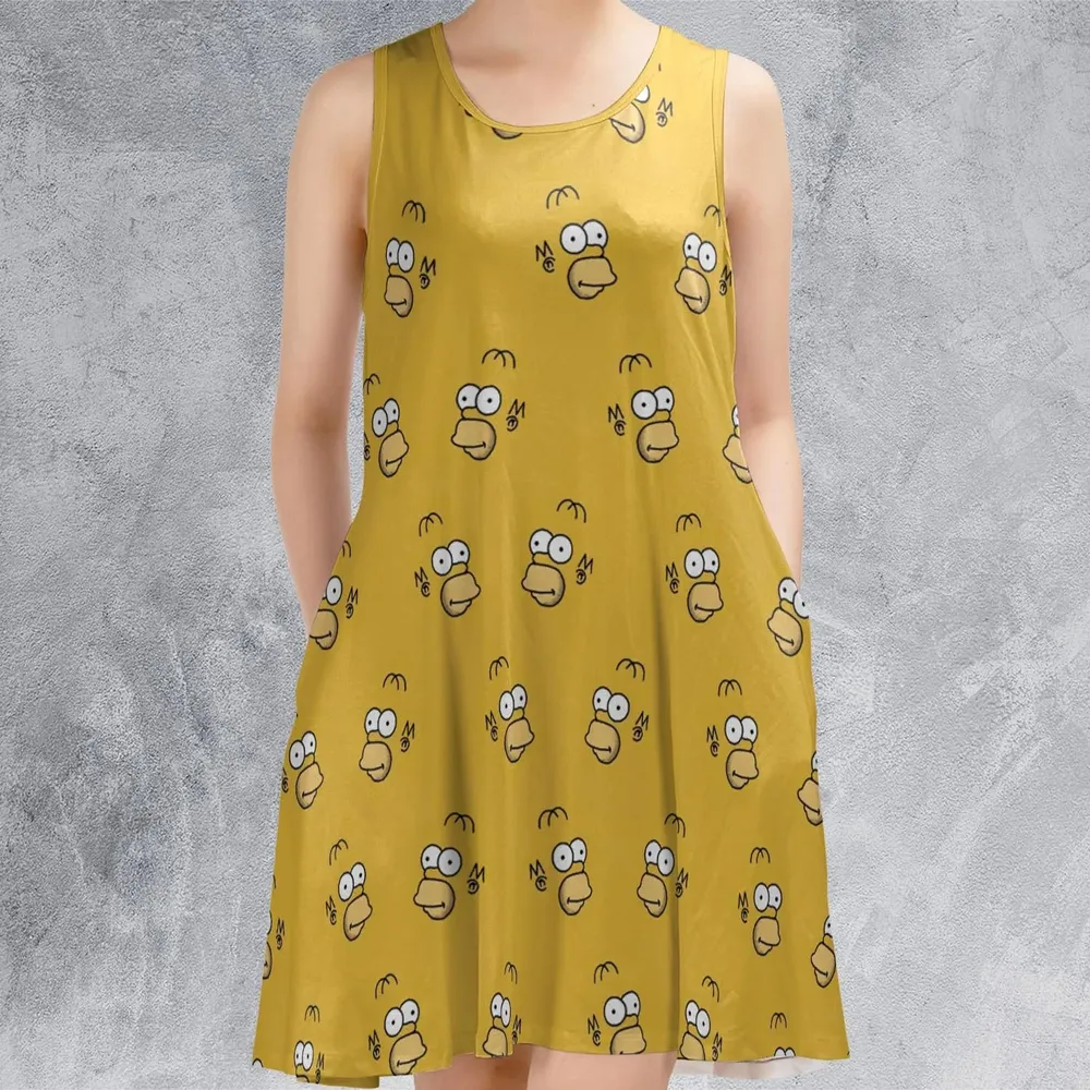 Homer Simpson Pattern Sleeveless Dress - 2