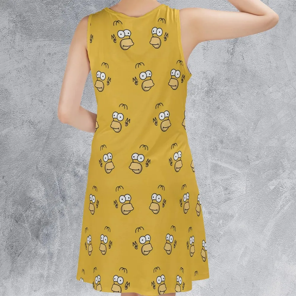 Homer Simpson Pattern Sleeveless Dress - 3