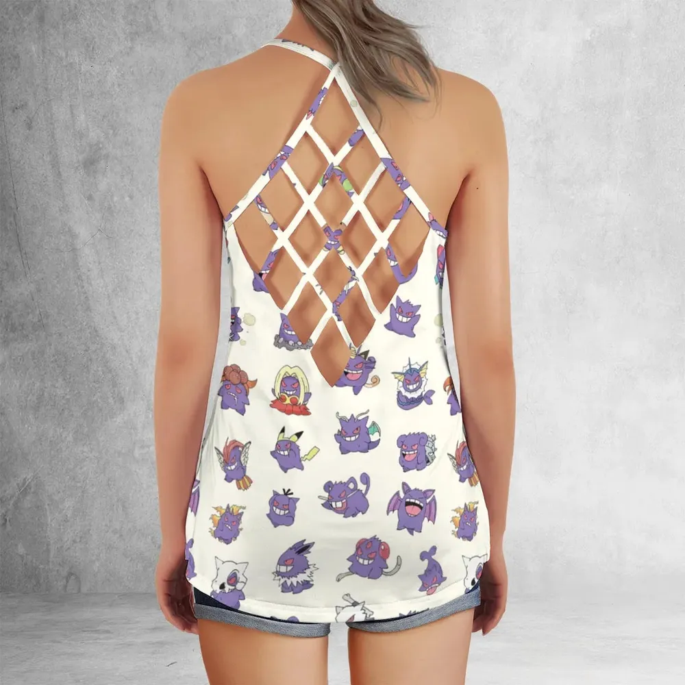 Gengar Cosplay Pokemon Criss Cross Tank Top - 3