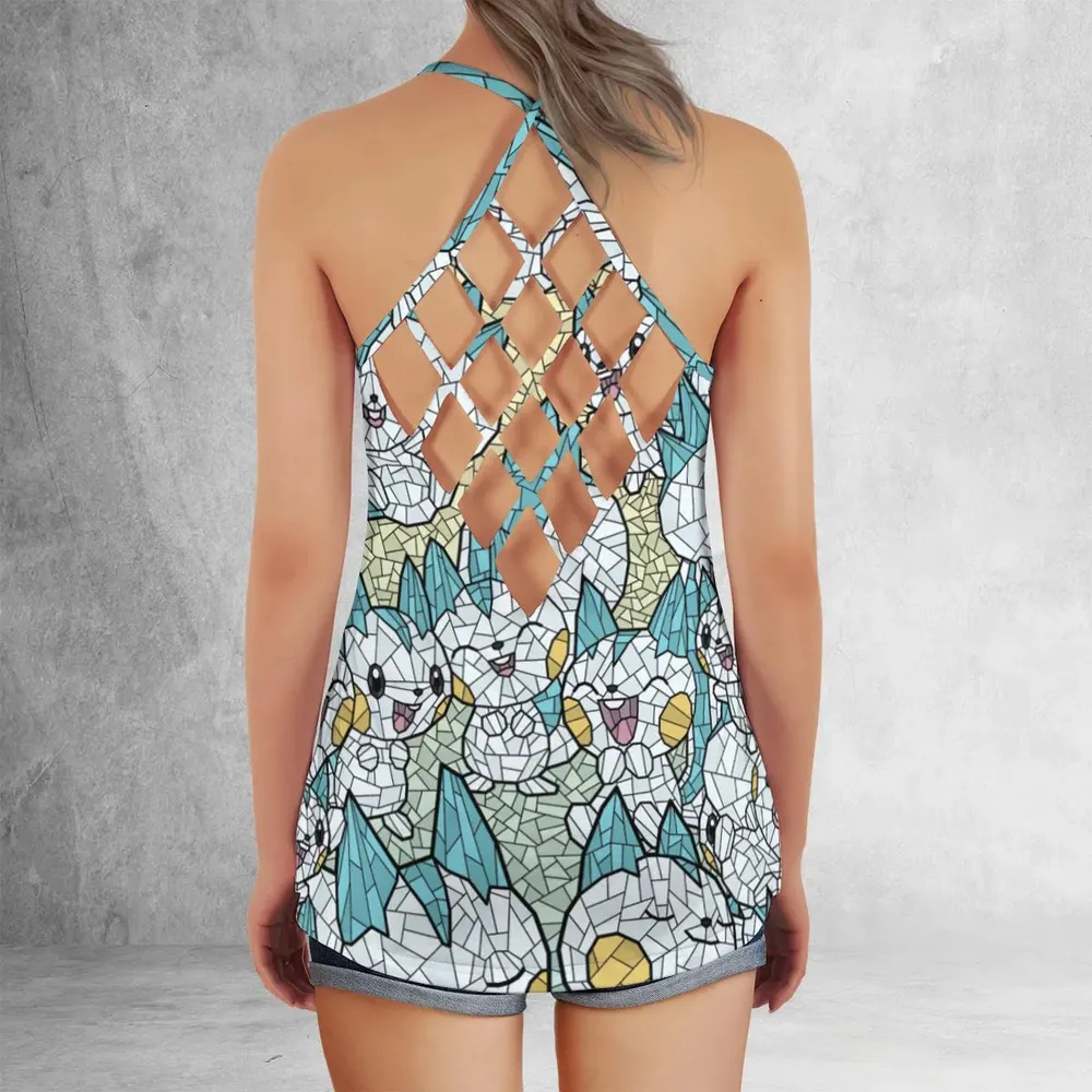 Pachirisu Stained Glass Pokemon Criss Cross Tank Top - 3