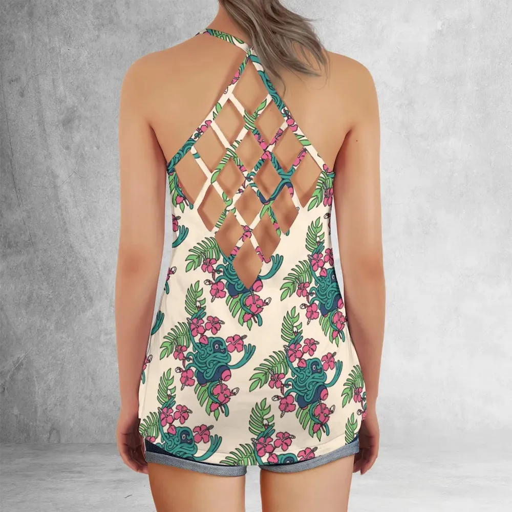 Tropical Tangrowth Pokemon Criss Cross Tank Top - 3