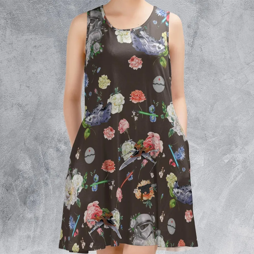 Stormtrooper Flower Vintage Pattern Sleeveless Dress - 2