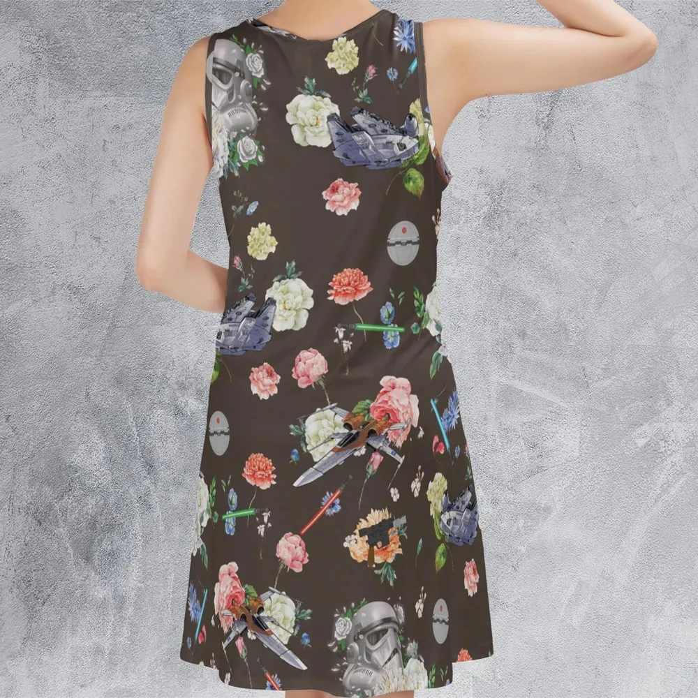 Stormtrooper Flower Vintage Pattern Sleeveless Dress - 3