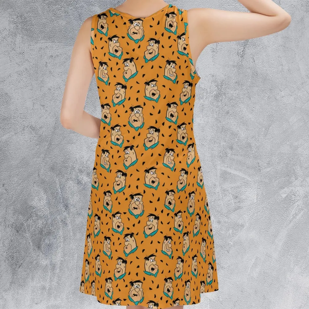 Fred Flintstone Expressions Pattern Sleeveless Dress - 3