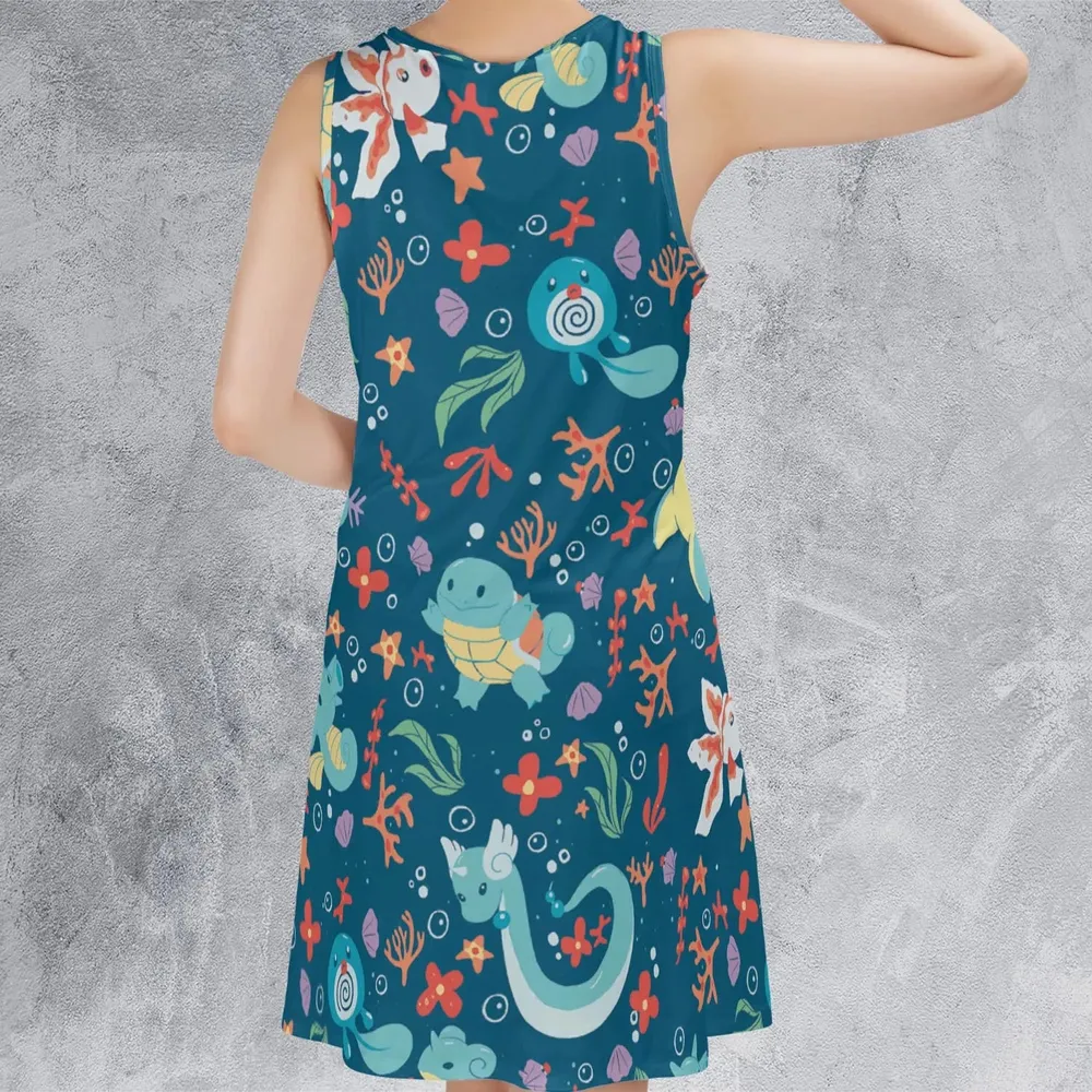 Water Pokemon Pattern Sleeveless Dress - 3