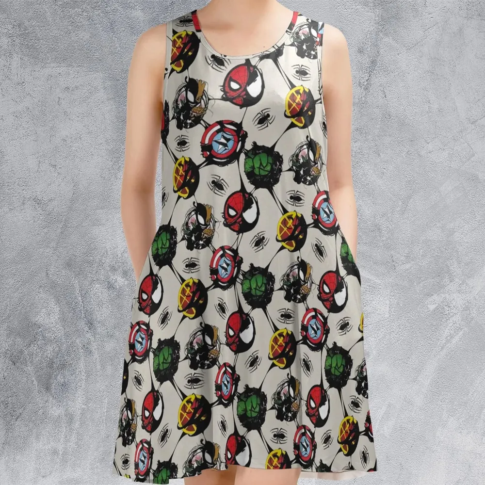Spider Venom Pattern Sleeveless Dress - 2