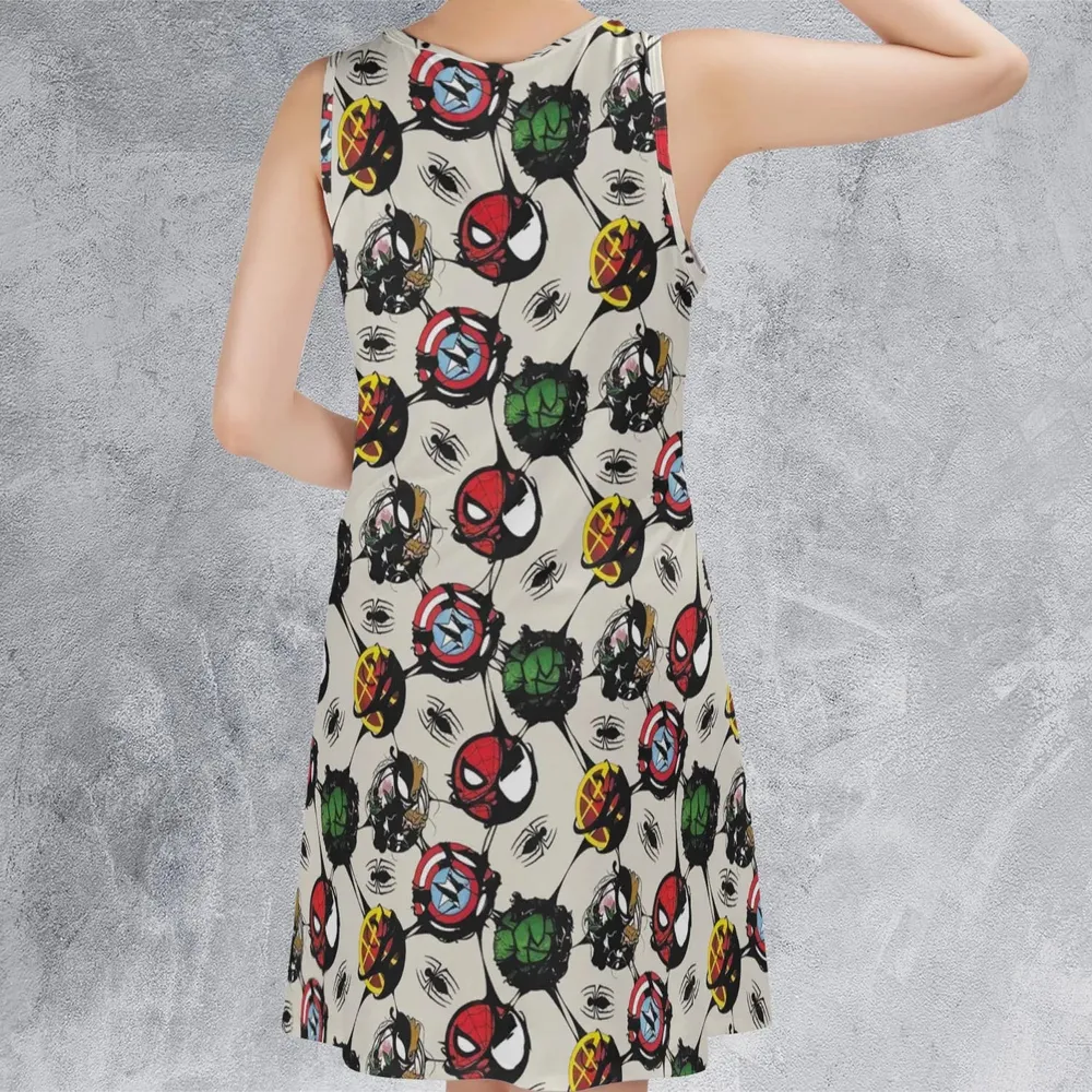 Spider Venom Pattern Sleeveless Dress - 3