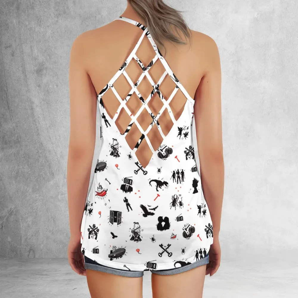 Legandary Bands Mashup Criss Cross Tank Top - 3