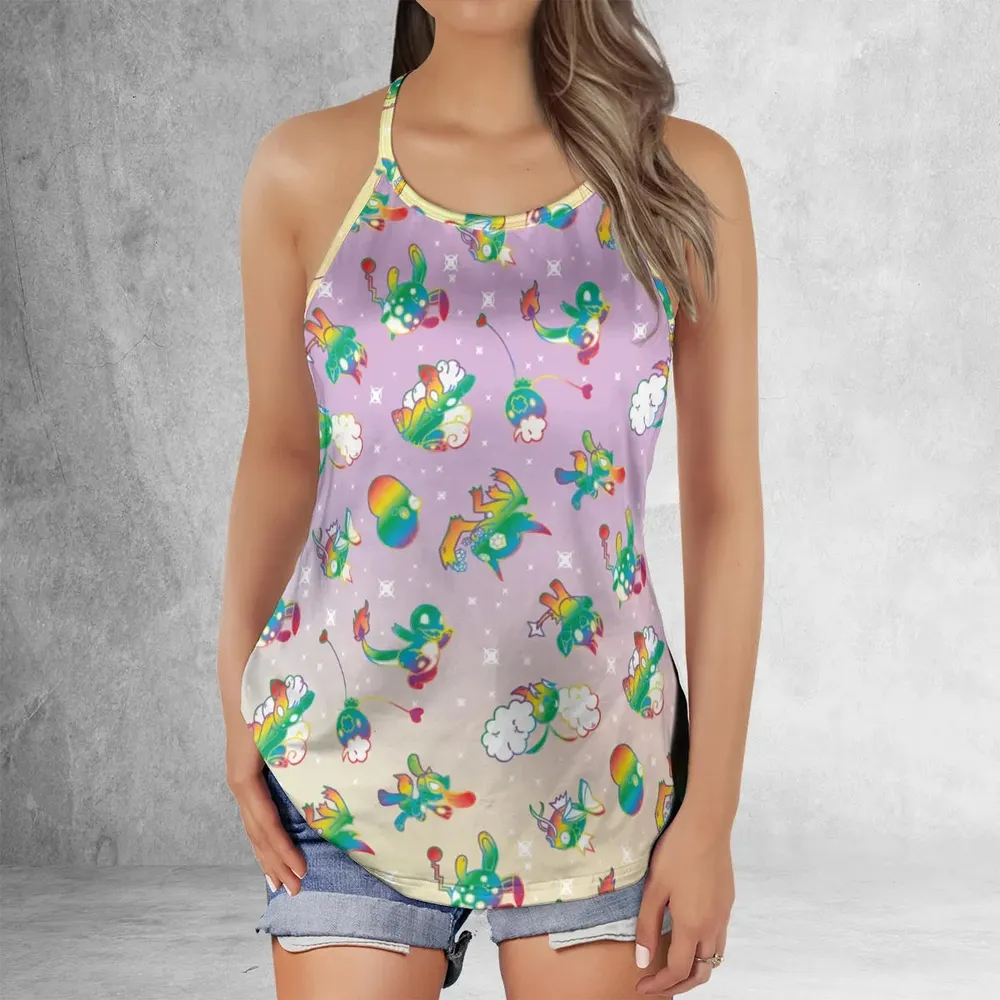 Rainbow Pokemon Pattern Criss Cross Tank Top - 2
