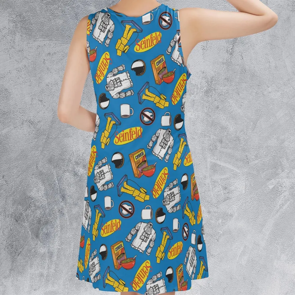 Jerry Seinfeld Comedian Pattern Sleeveless Dress - 3