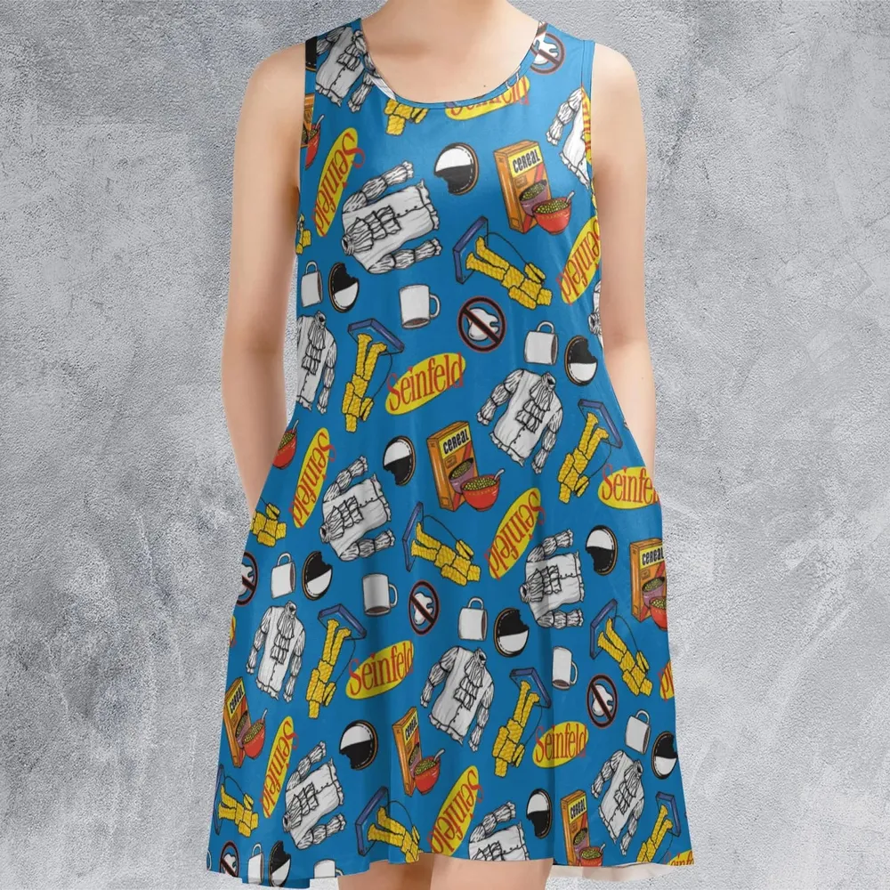 Jerry Seinfeld Comedian Pattern Sleeveless Dress - 2