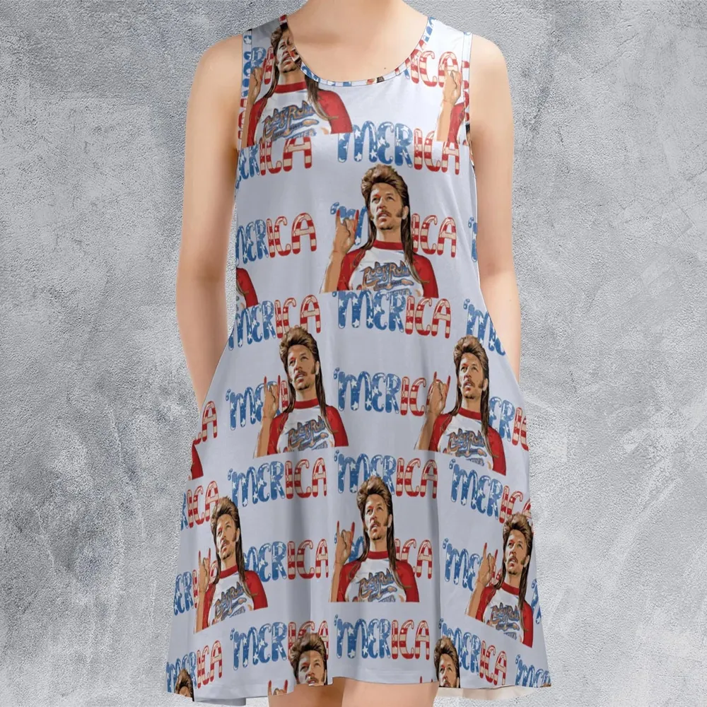 Joe Dirt 'Merica 4th Of July Pattern Sleeveless Dress - 2