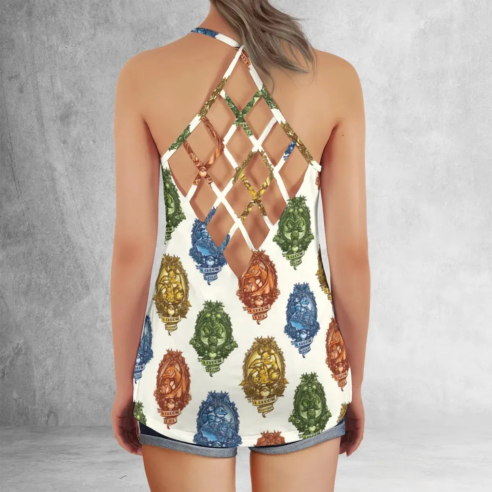 Water Grass Electric Fire I Choose Pattern Criss Cross Tank Top - 3