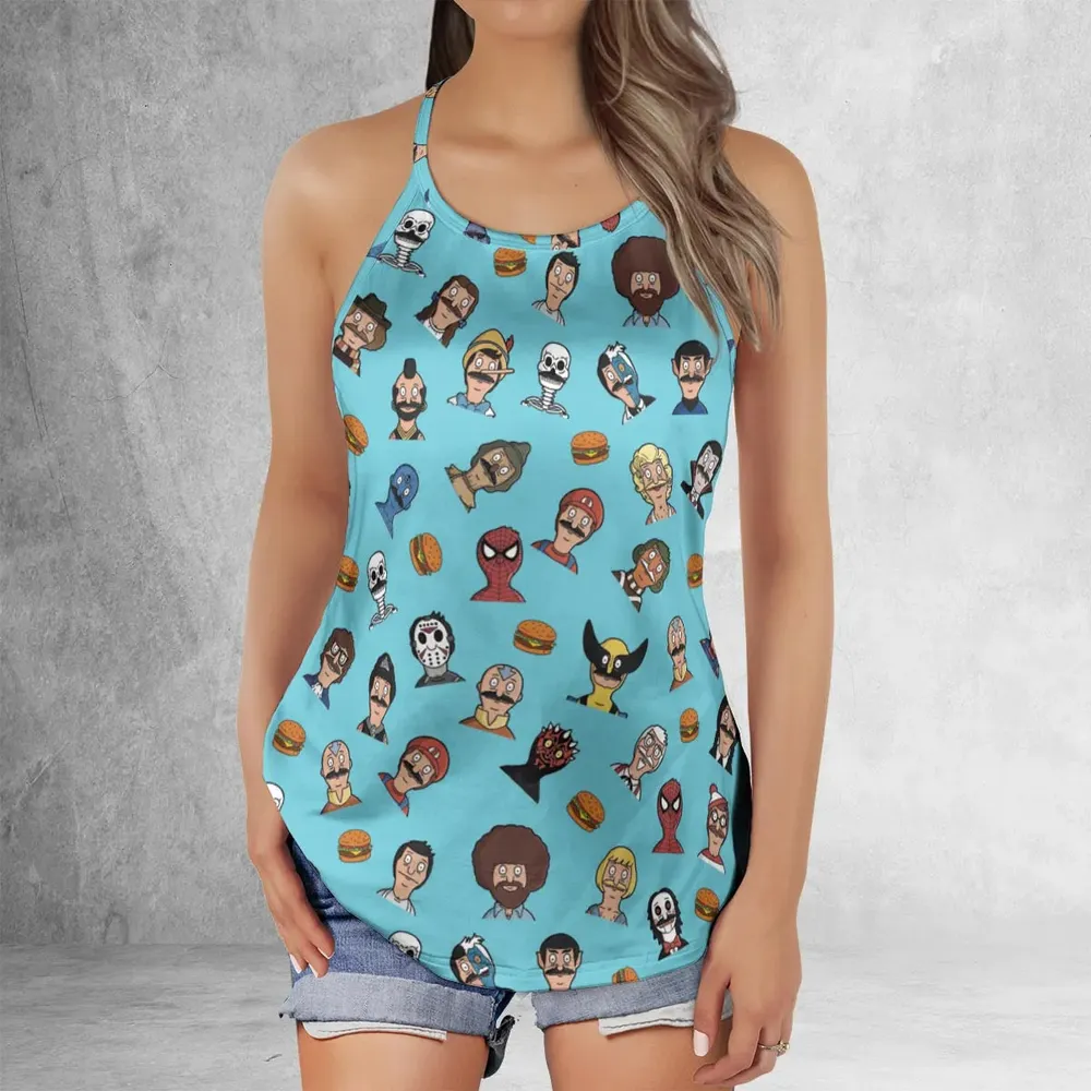Many Faces of Bob's Burger Criss Cross Tank Top - 2