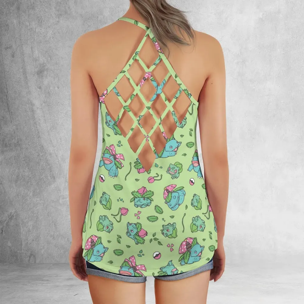 Venusaur Ivysaur and Bulbasaur Pokemon Criss Cross Tank Top - 3