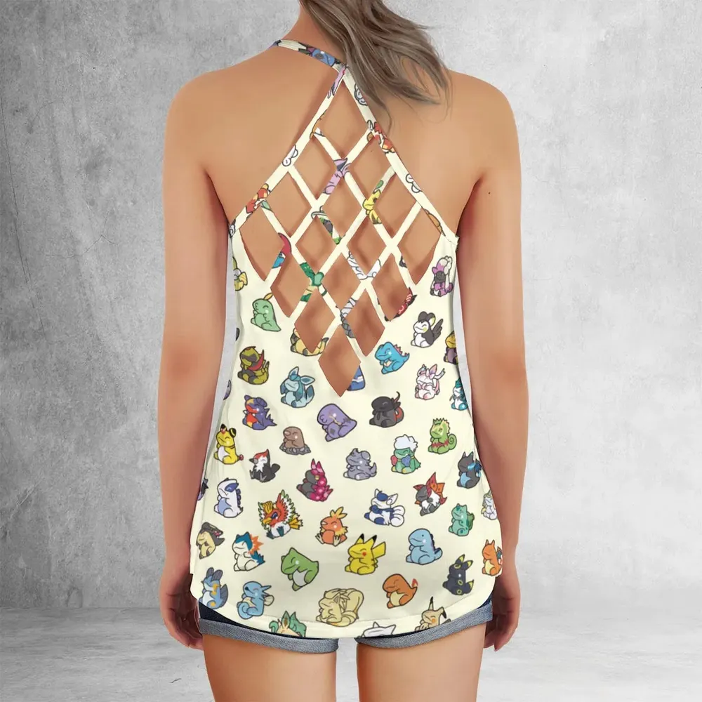 Pokemon In Substitute Style Criss Cross Tank Top - 3