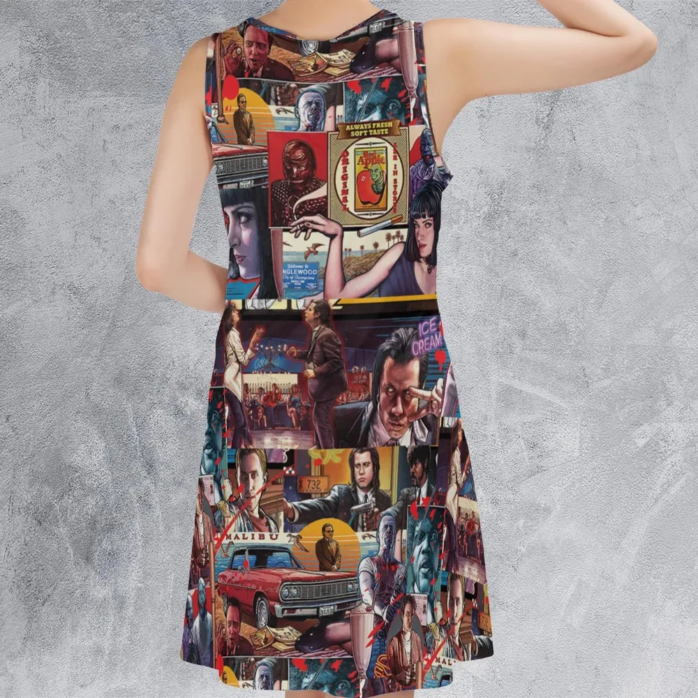 Retro Scenes Mia Wallace Vincent Vega Jules Winnfields Pulp Fiction Sleeveless Dress - 3