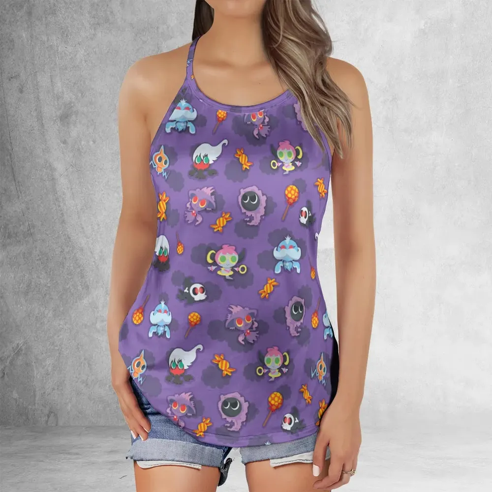 Team Purple Pokemon Pattern Criss Cross Tank Top - 2