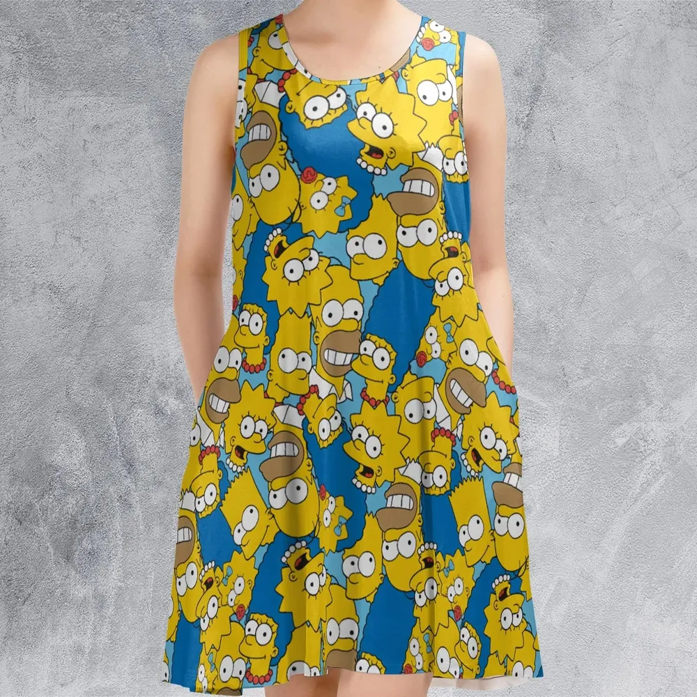 Head Toss The Simpson Characters Sleeveless Dress - 2