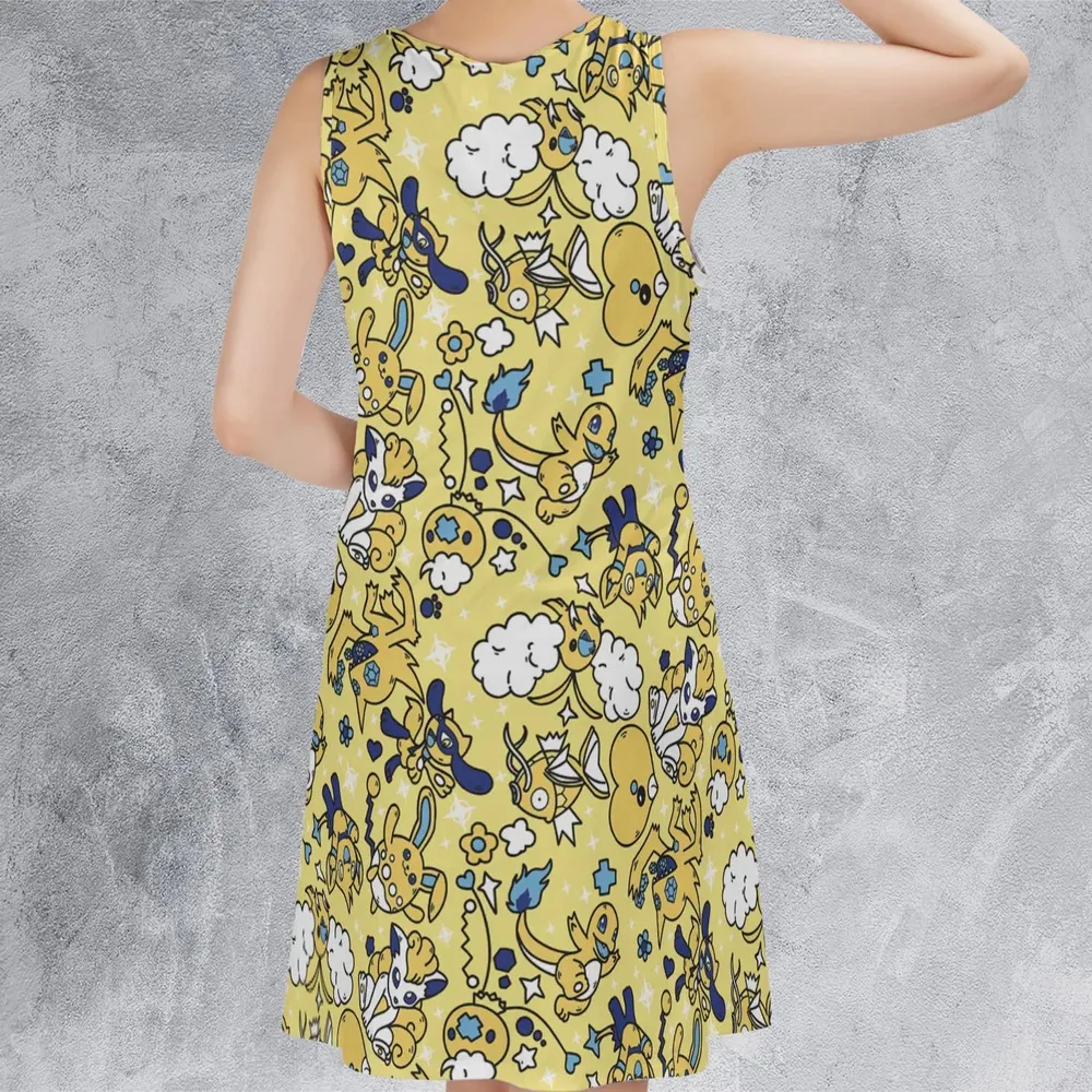 Shiny Magikarp Pokemon Pattern Sleeveless Dress - 3
