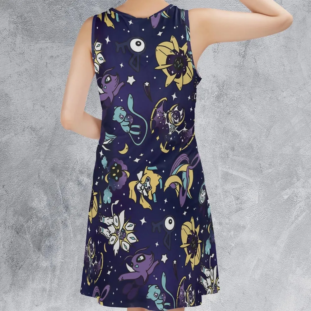 Galaxy Mew Psychic Type Pokemon Sleeveless Dress - 3