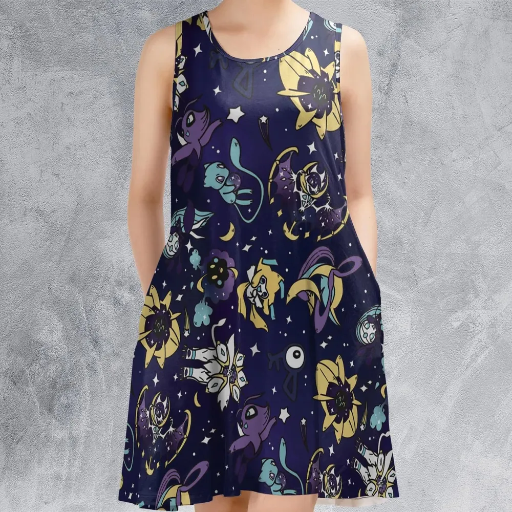 Galaxy Mew Psychic Type Pokemon Sleeveless Dress - 2