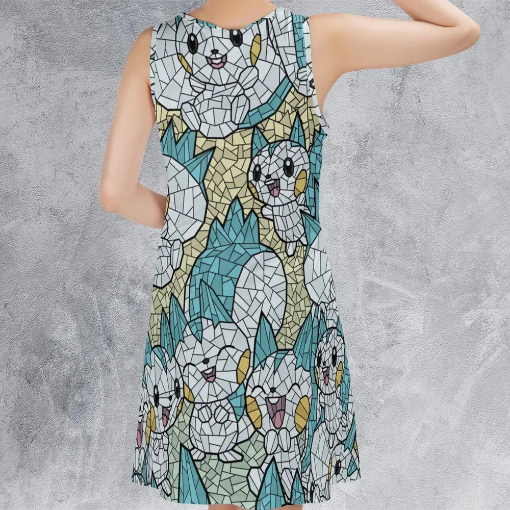 Pachirisu Stained Glass Pokemon Sleeveless Dress - 3