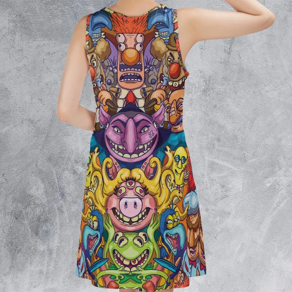 Monster Muppets The Muppets Characters Sleeveless Dress - 3