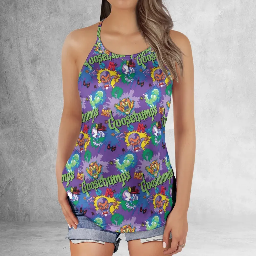 You Can't Scare Me Goosebumps Criss Cross Tank Top - 2