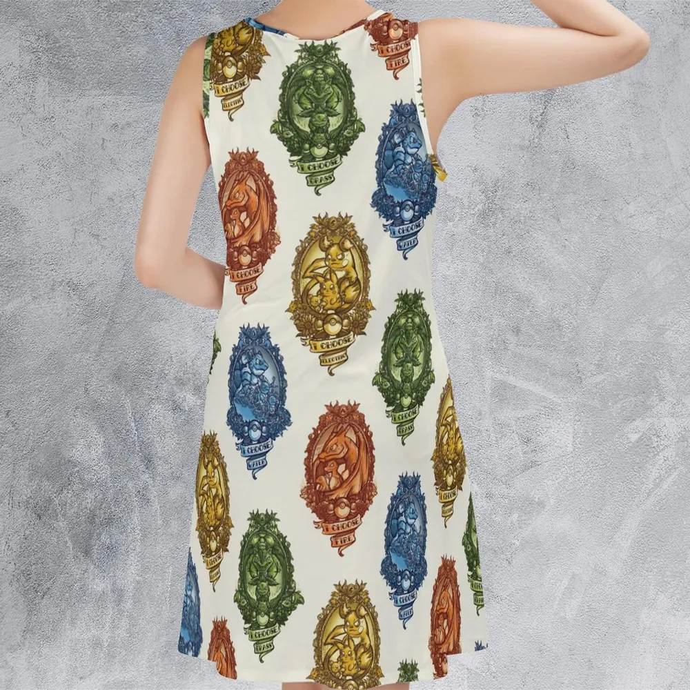 Water Grass Electric Fire I Choose Pattern Sleeveless Dress - 3