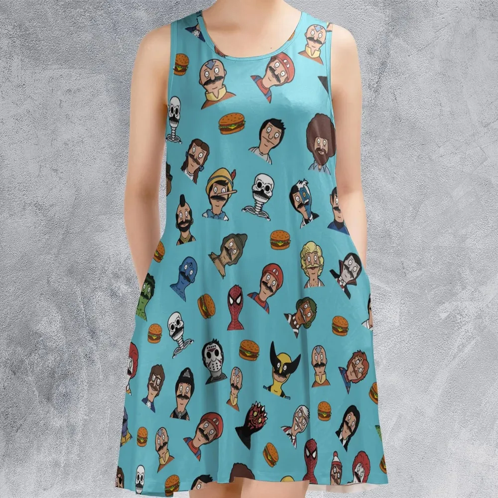 Many Faces of Bob's Burger Sleeveless Dress - 2
