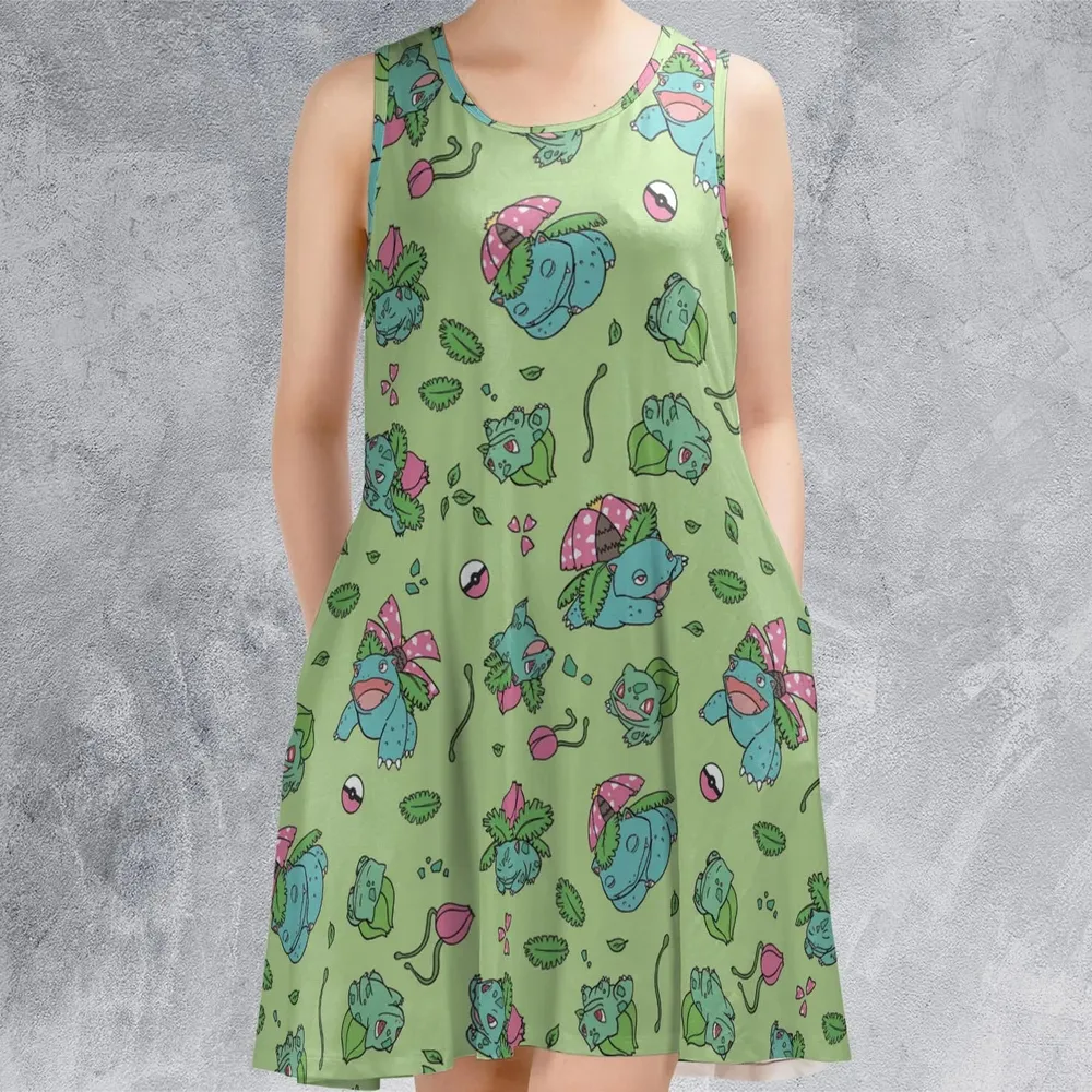 Venusaur Ivysaur and Bulbasaur Pokemon Sleeveless Dress - 2