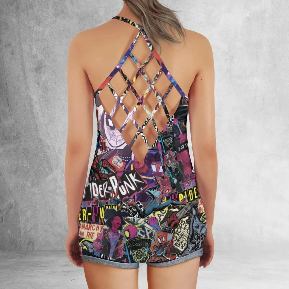 Spider-Punk Get Punked Across Spider-Verse Criss Cross Tank Top - 3