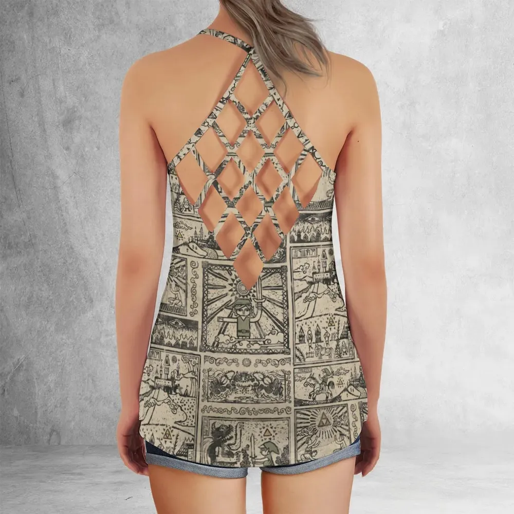 Zelda Story Of The Hero Time Legend Criss Cross Tank Top - 3