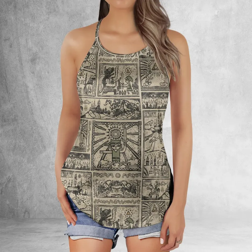 Zelda Story Of The Hero Time Legend Criss Cross Tank Top - 2