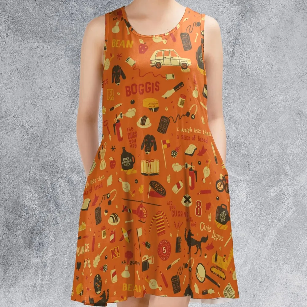 Fantastic Mr. Fox Pattern Sleeveless Dress - 2